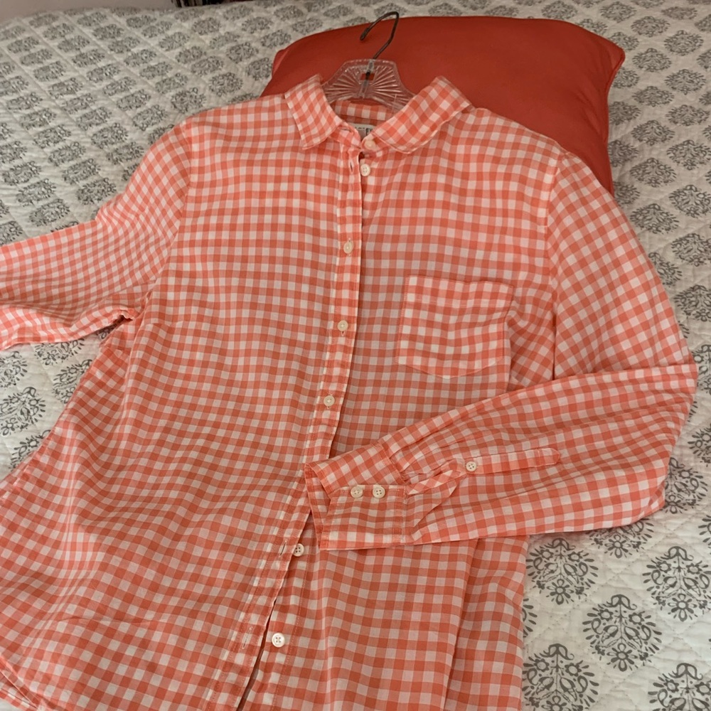 J Crew lightweight summer shirt. XL. Bright Peach color 🍑